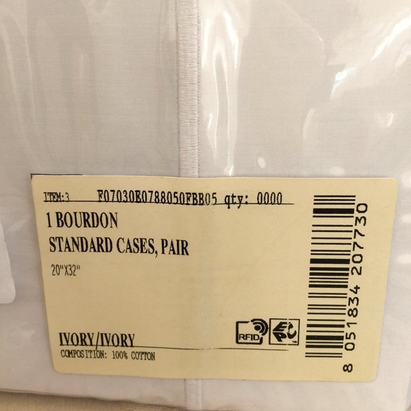 FRETTE 2x Standard Pillowcases ITALY 1Bourdon Beige Embroider 100% Cotton NEW - Picture 5 of 8